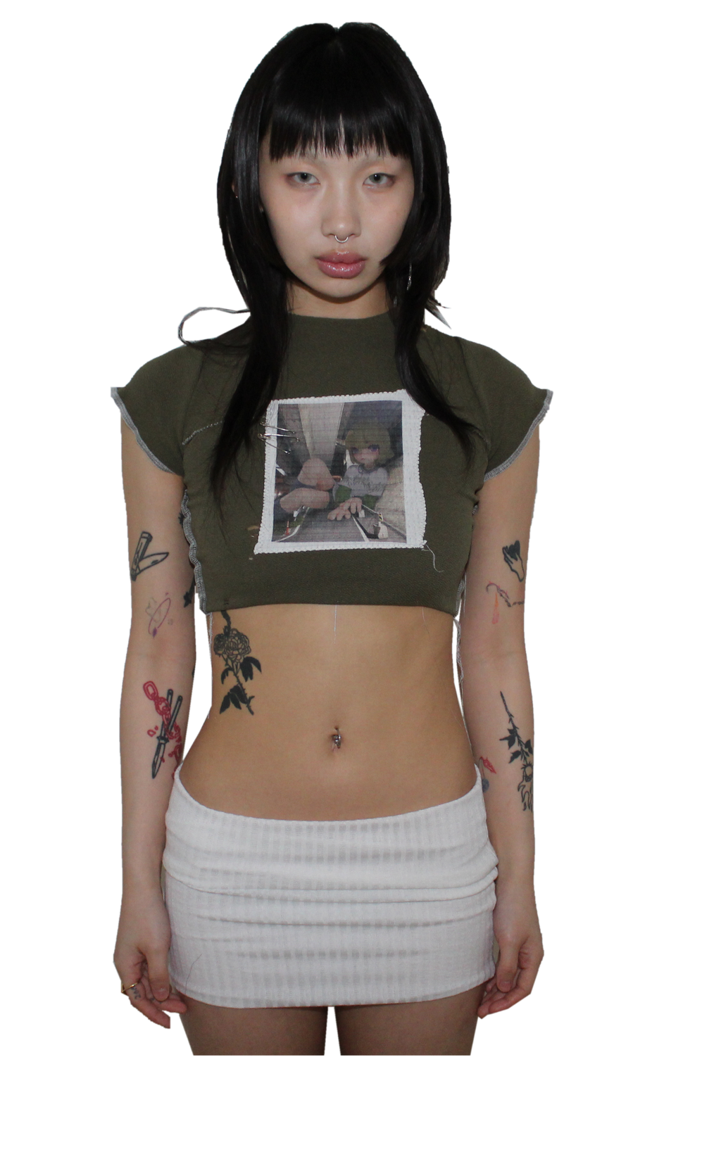 [[[ Web girl // ☆ Forest Green Baby tee ]]]