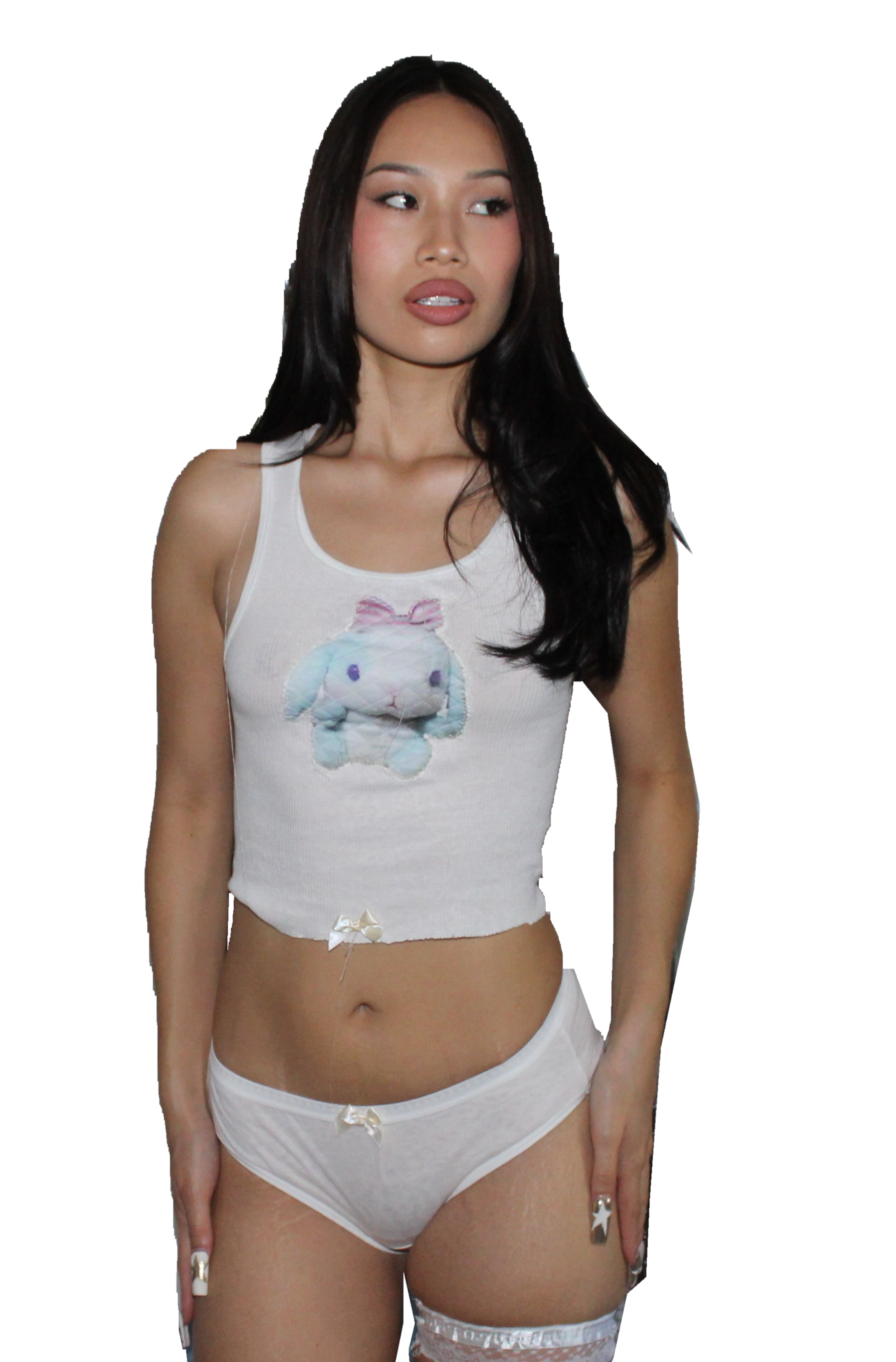 sticky rice . white tank .